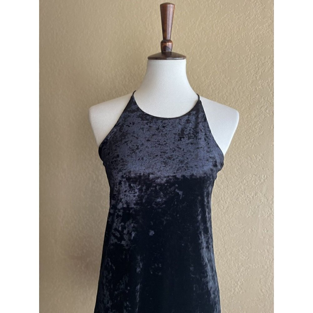 Love...Ady Womens Black Crushed Velvet Slip Mini Dress Size S - Picture 5 of 11